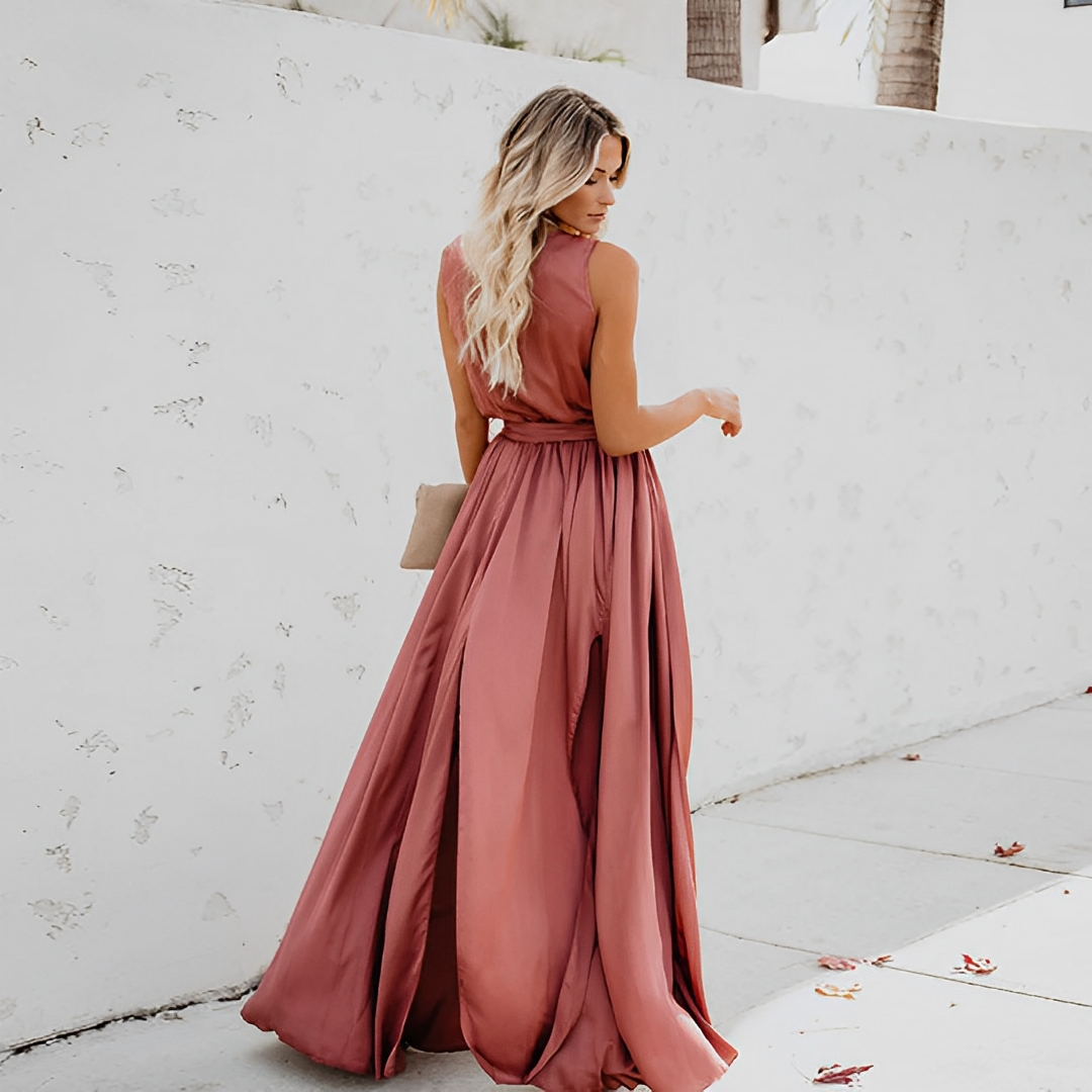 Melissa | Elegant Maxi Dress with Waist Belt for Special Occasions