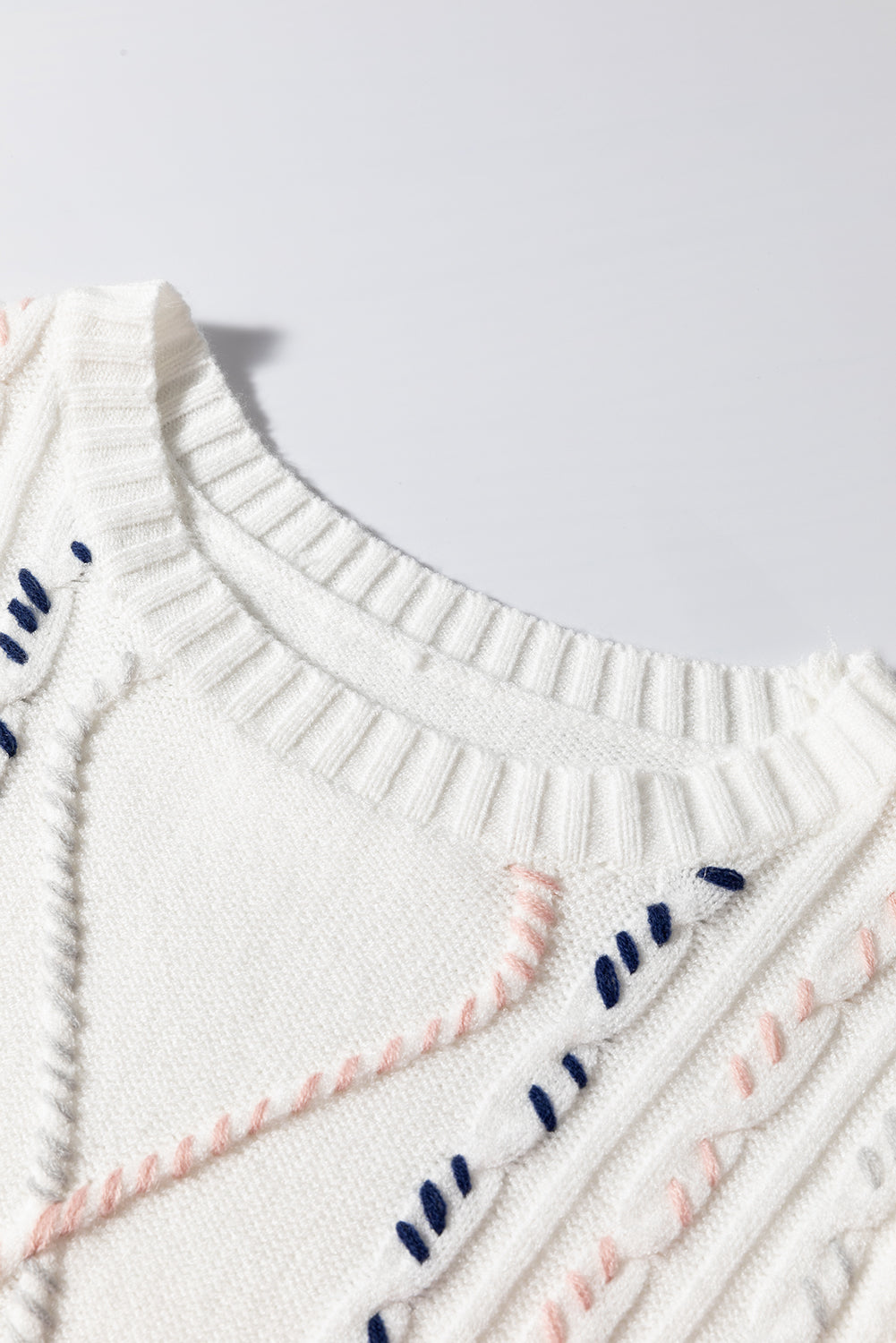 Bianca® | Half-sleeved sweater with cable knit and crew neck