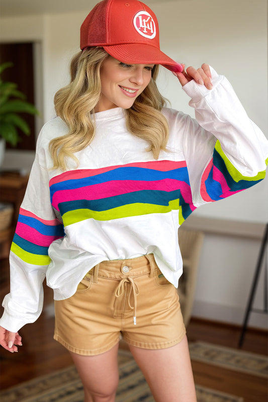 Aurora® | Contrasting long-sleeved top with a crew neck