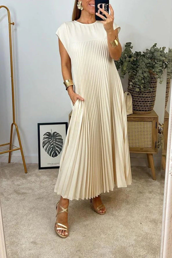 Anita® | Sleeveless pleated plain plain dress