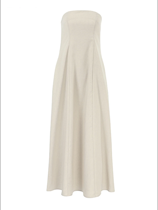 Daria® | Khaki Linen A-Line Dress With Pockets