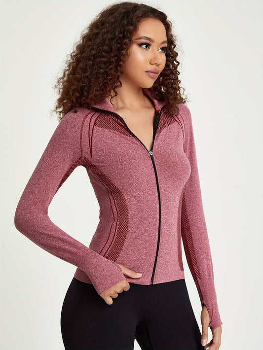 Dominique® | Black, long-sleeved, full-zip sports jacket