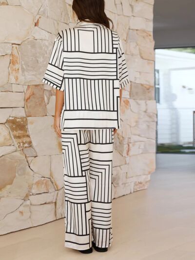 Aida® | Button-down top and half sleeve pants set