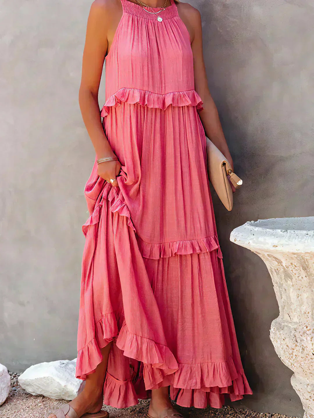 Molly | Elegant Sleeveless Ruffle Trim Dress for Women