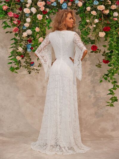 Eliza® | Floor-length lace dress with V-neck