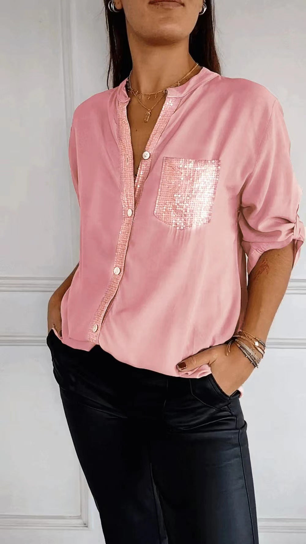 Bubnash® | Glitter Blouse With Sequin Pocket