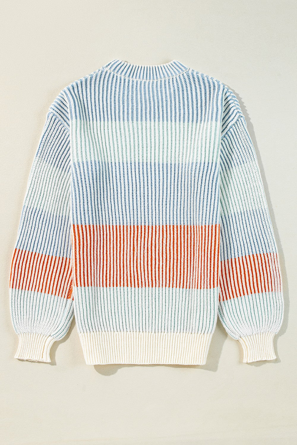Anke® | Striped long sleeve crew neck sweater with color block design