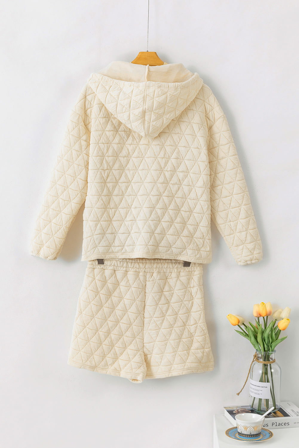 Amira® | Quilted hooded top and drawstring shorts set