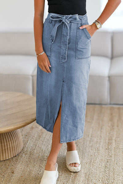 Beatriz® | Knotted denim skirt with slit