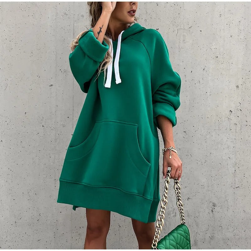 Edna | Oversized hooded dress with kangaroo pocket for women