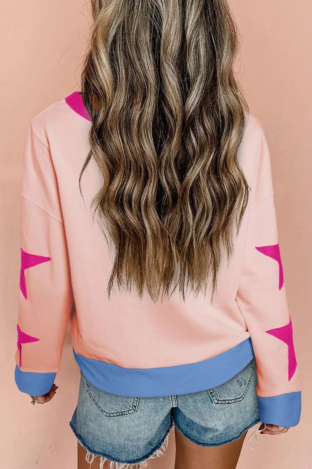Annelies® | Long sleeve sweatshirt with star contrast crew neck