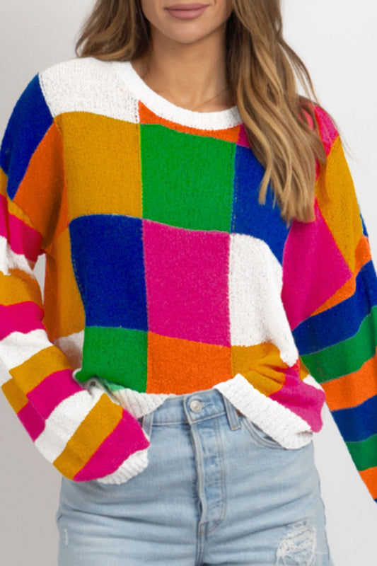 Crispina | Color block sweater with a crew neck and long sleeves