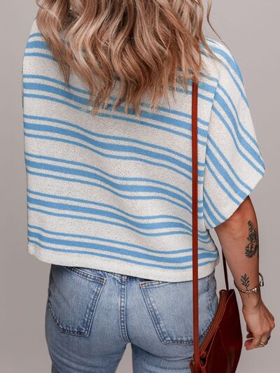 Beatriz® | Striped knit top with a crew neck and half sleeves