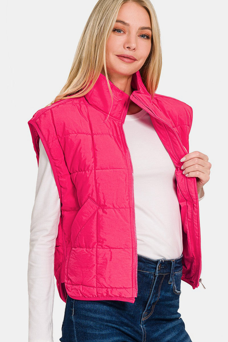 Dafne® | Cropped puffer vest from Zenana with zip and pockets