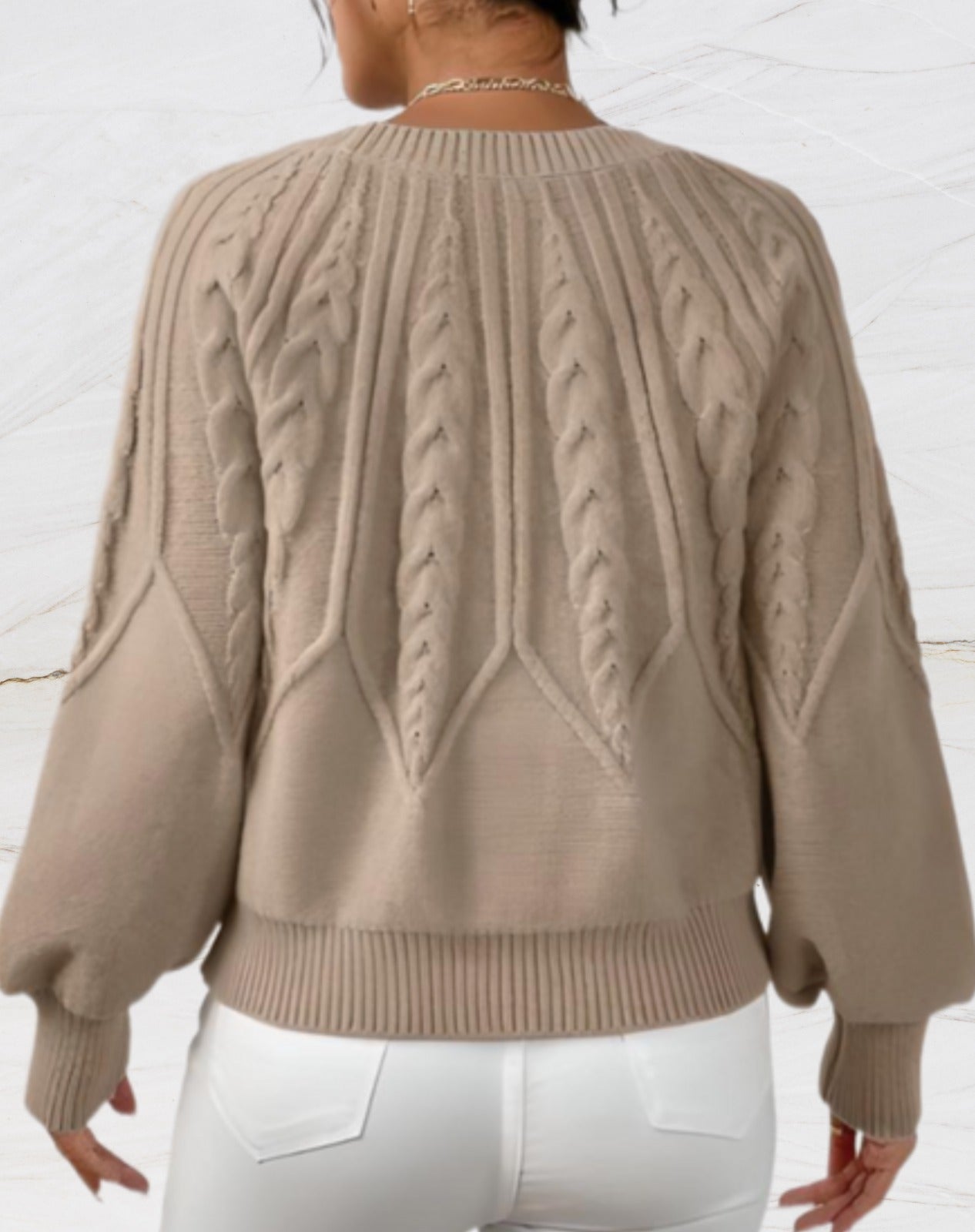 Brenda® | Elegant sweater beige arrow-style knitted sweater