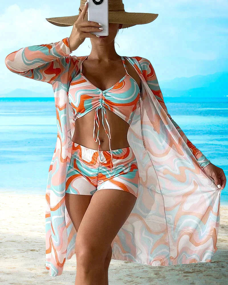 Bordesley® | Stylish 3 Piece Floral Print Bikini Set