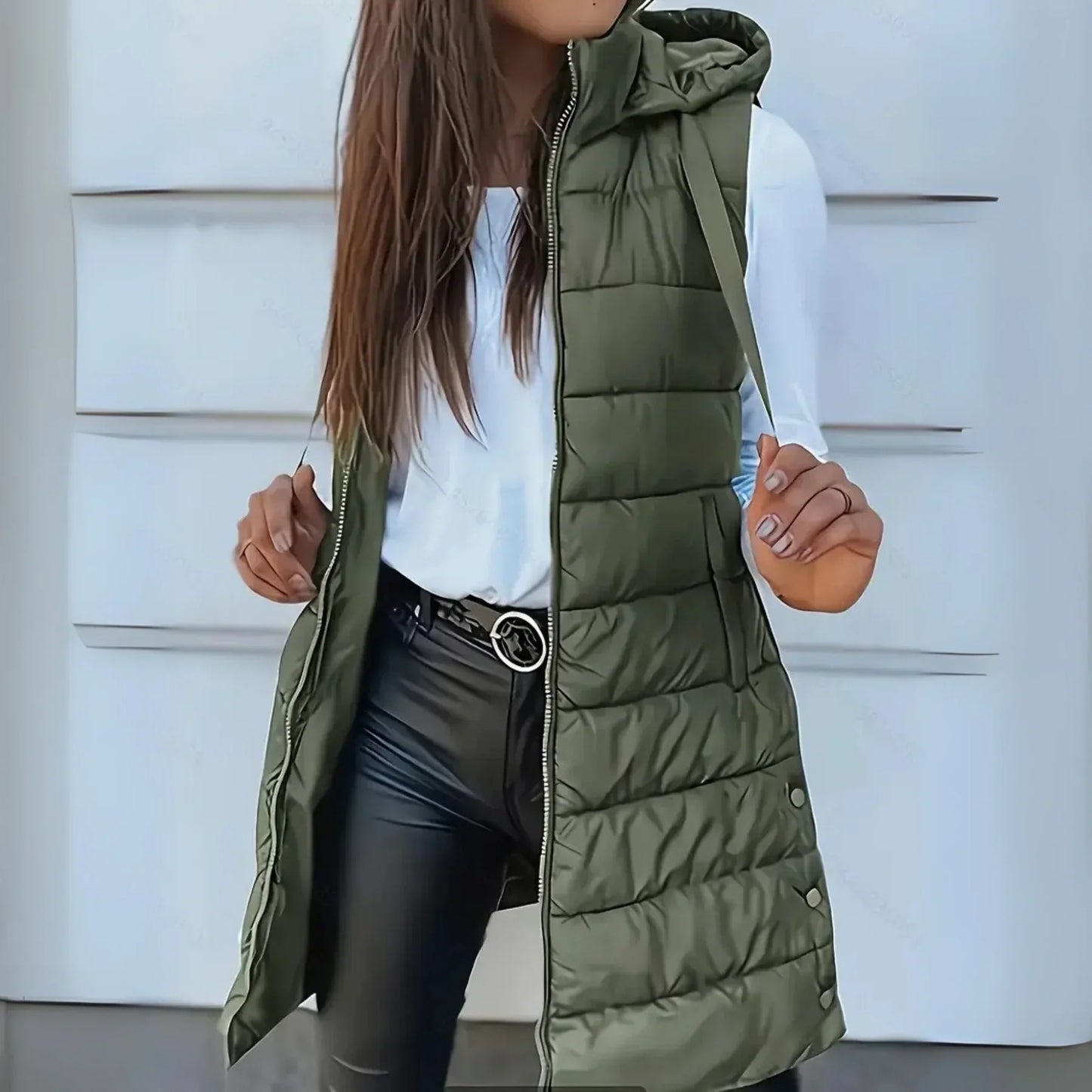 Dolores | Casual sleeveless hooded puffer vest