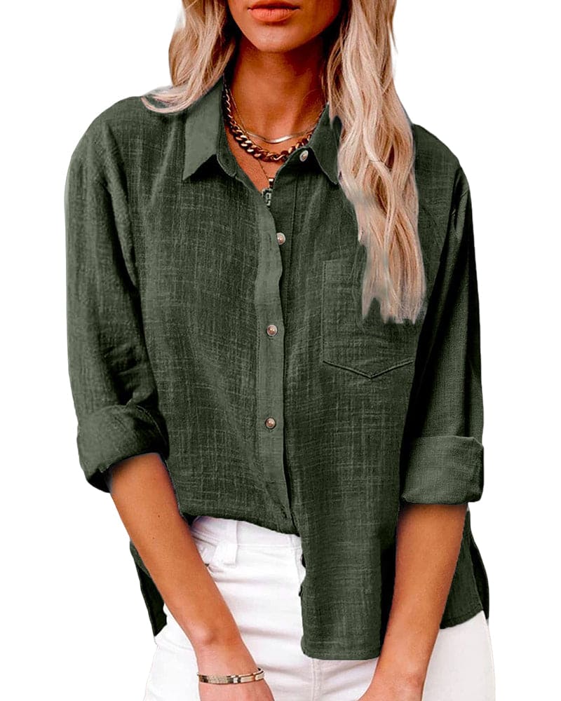 Bryatt® | Long Sleeve Linen Button Down Shirt For Women
