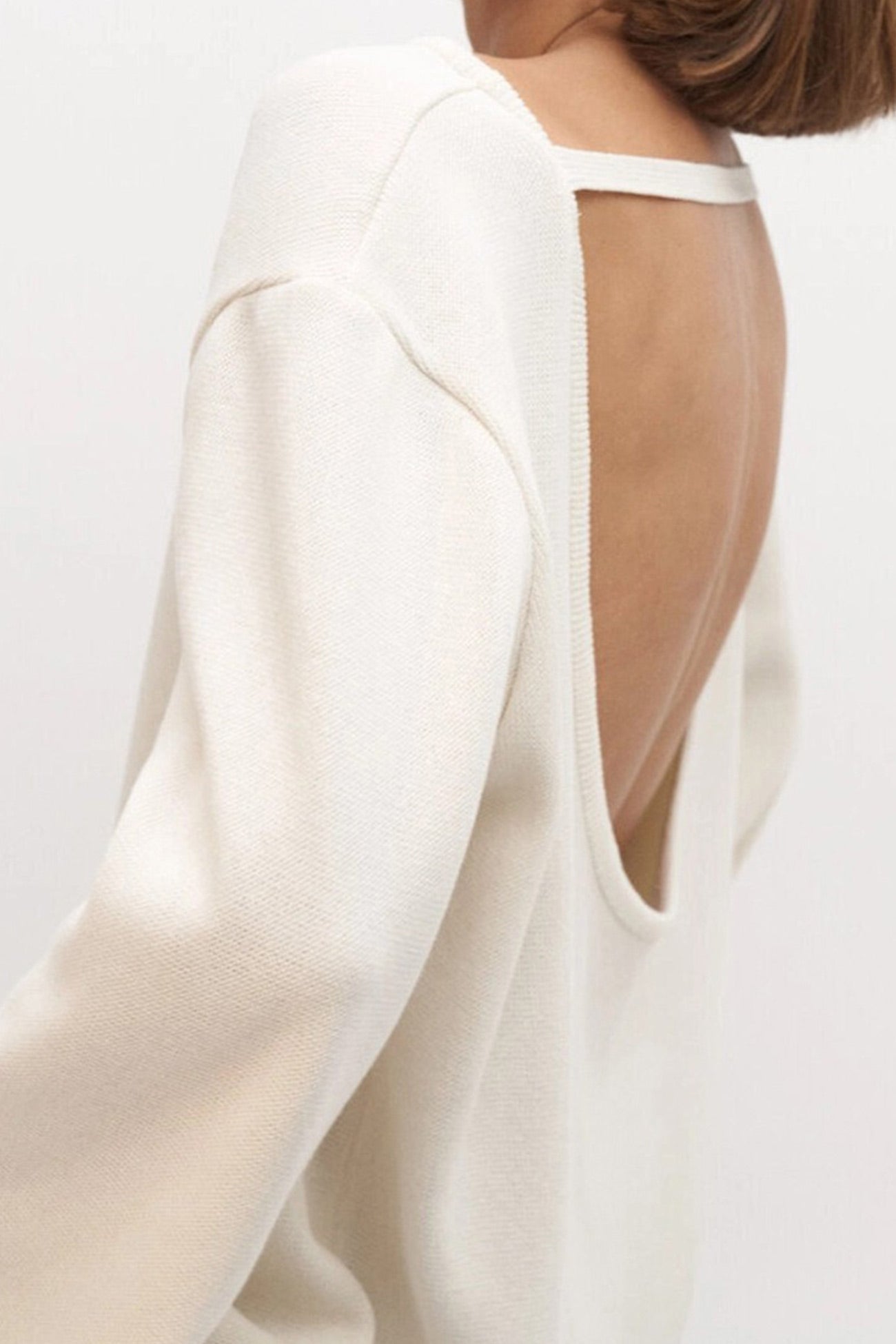 Elena® | Crew Neck Backless Cotton Sweater