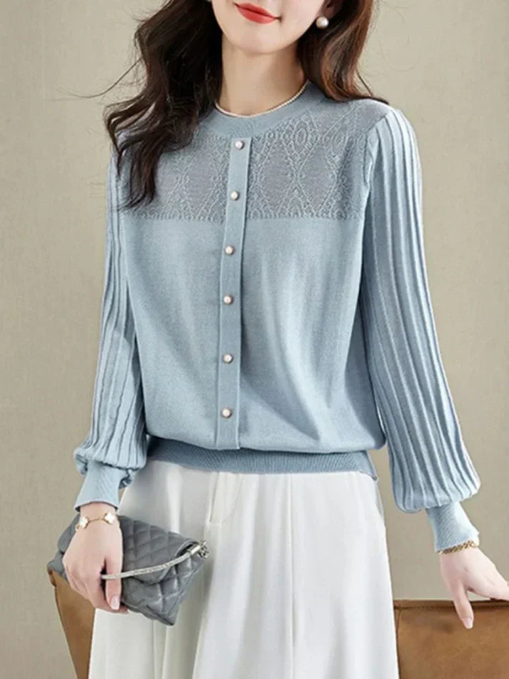 Bryiah® | Long Sleeve Round Neck Blouse