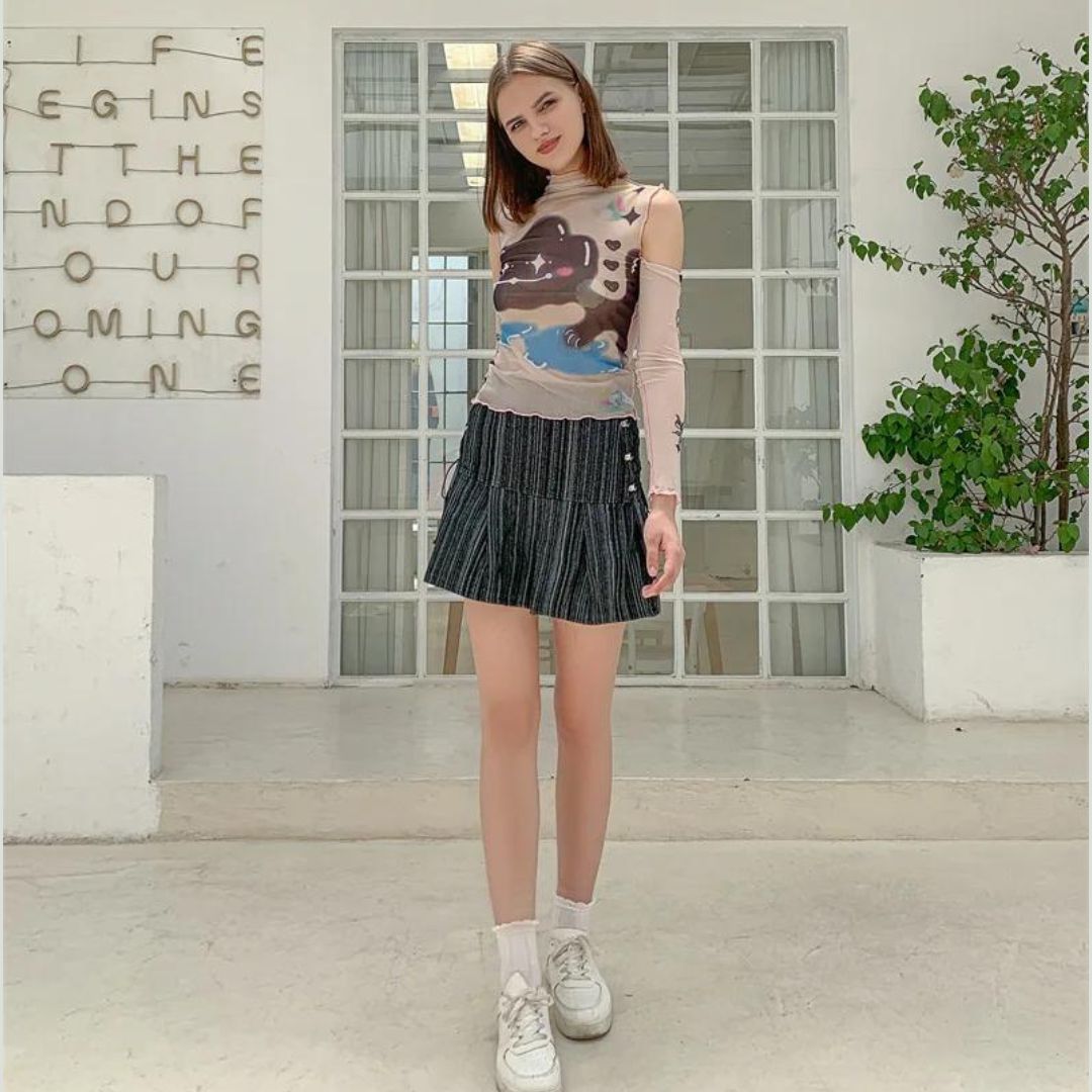Bruss® | Transparent Long-Sleeved Shirt With Abstract Print