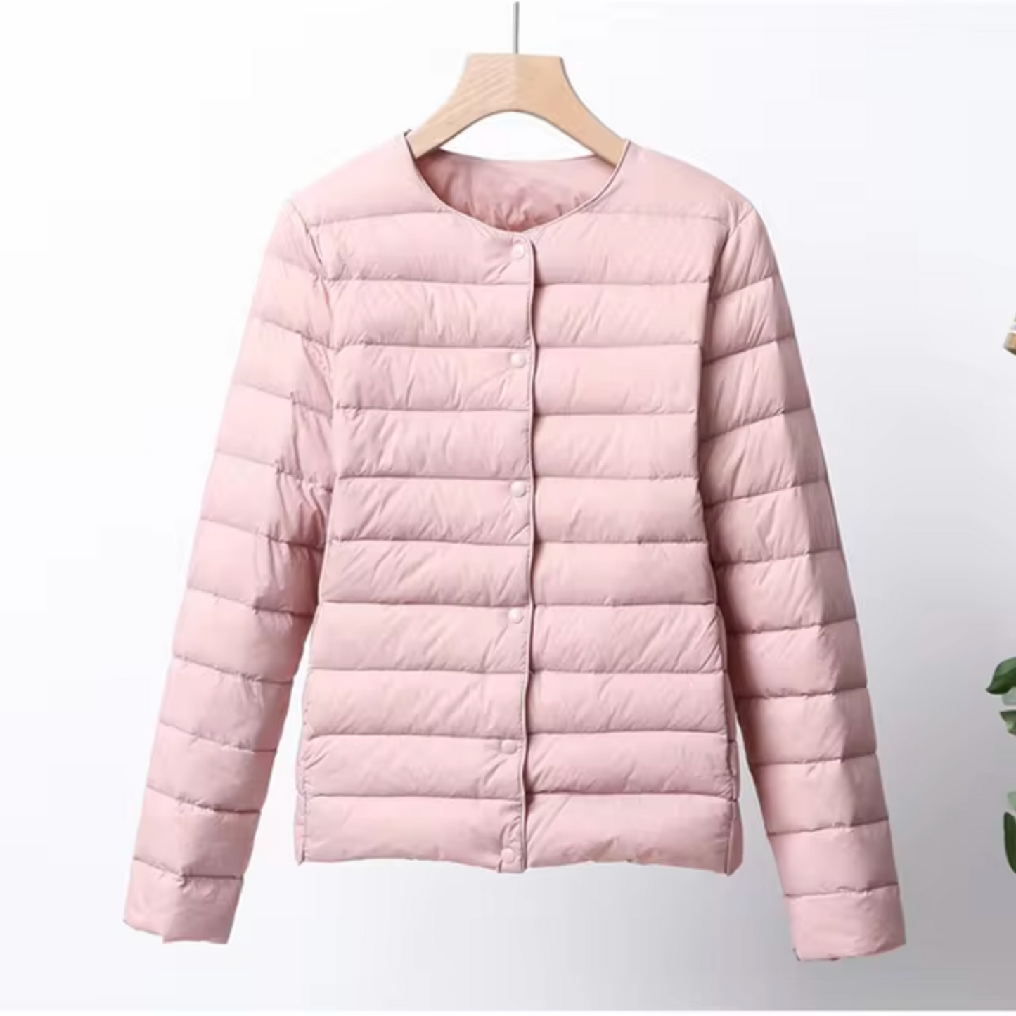 Women’s Down Jacket – Slim Fit – Lightweight Quilted – Collarless – Hip Length