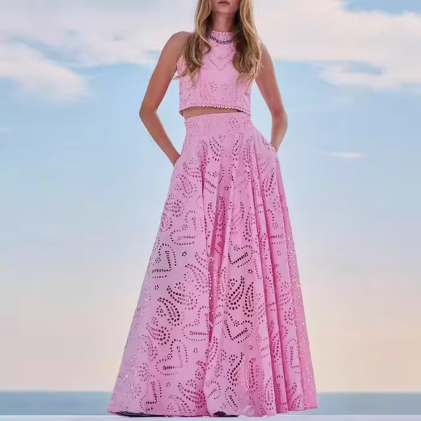 Elisa® | Short top and long skirt made of cotton linen