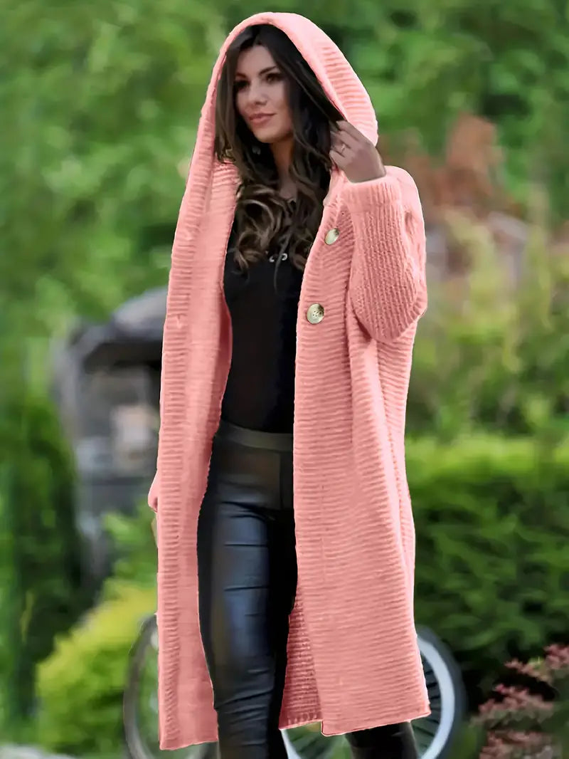 Cristina® | Long knitted cardigan with hood