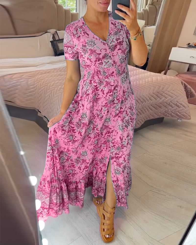 Cristina® | Floral print V-neck dress