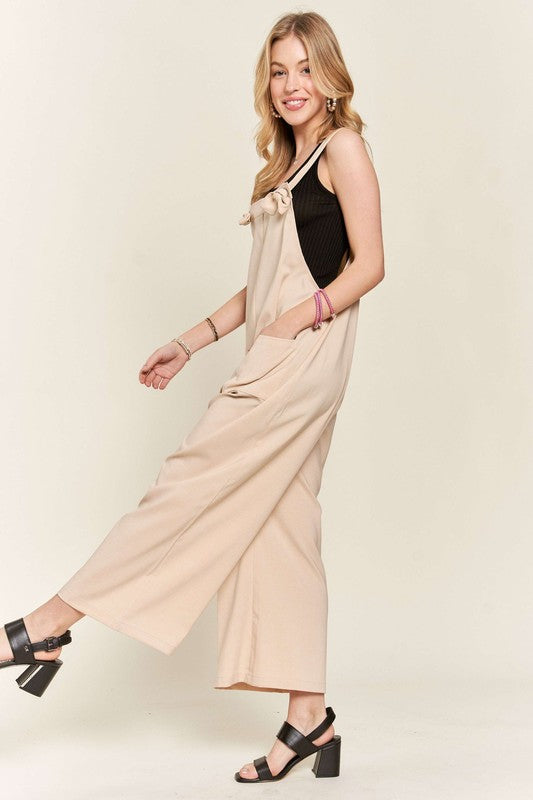 Alexandra® | Jumpsuit with knotted wide straps and wide legs