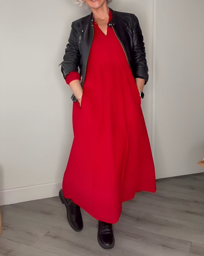 Antonella® | Long, slimming dress with a V-neck