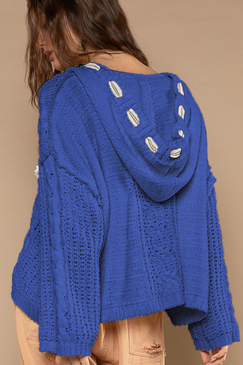 Blanca® | Chenille cable knit sweater with hood