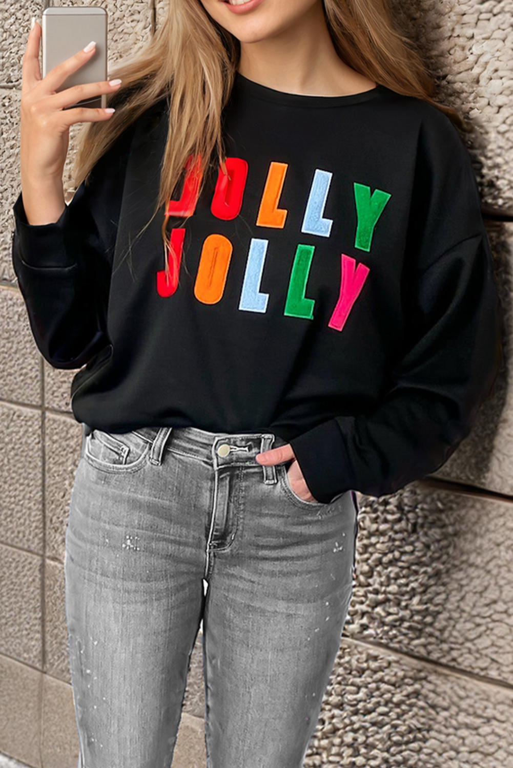 Elin® | Holly Jolly graphic long sleeve top