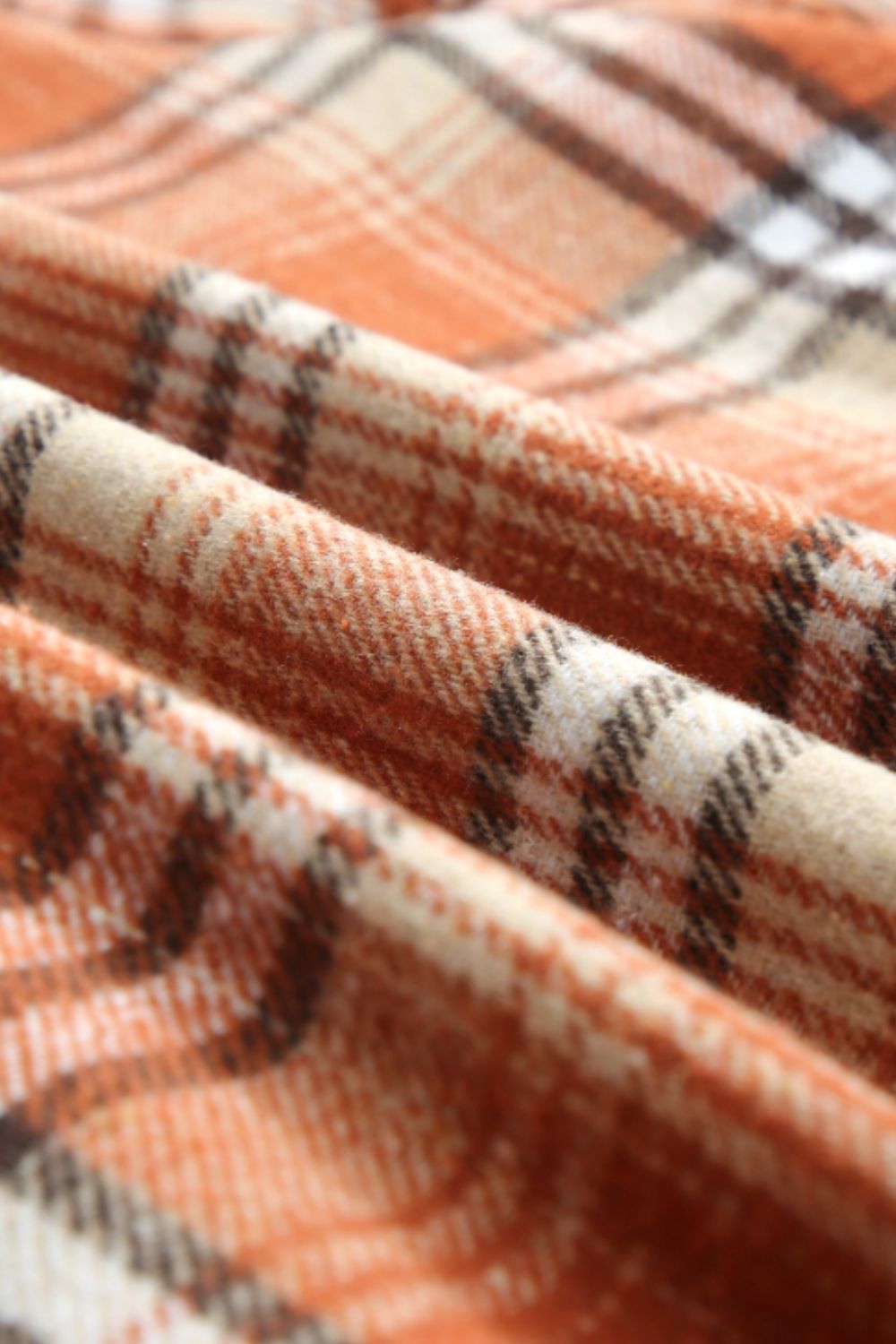 Brigida® | Checked button down long sleeve hooded jacket