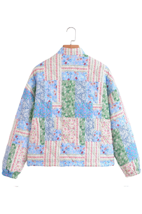 Belén® | Loose Stand Collar Long Sleeve Floral Printed Cotton Jacket