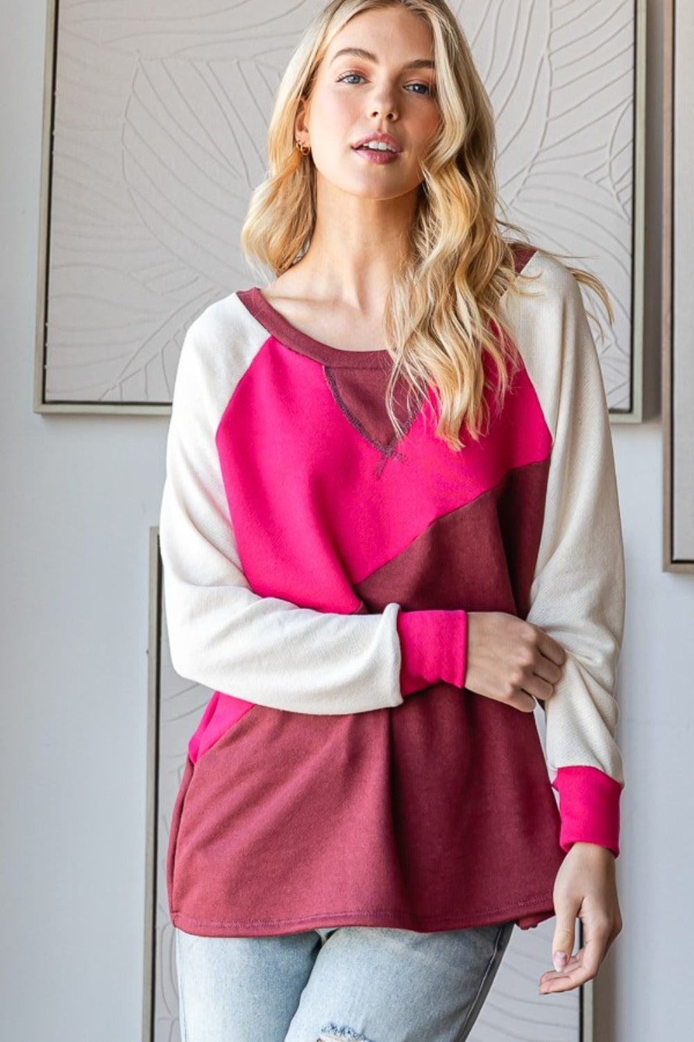 Aurora® | HOPELY color block long sleeve t-shirt