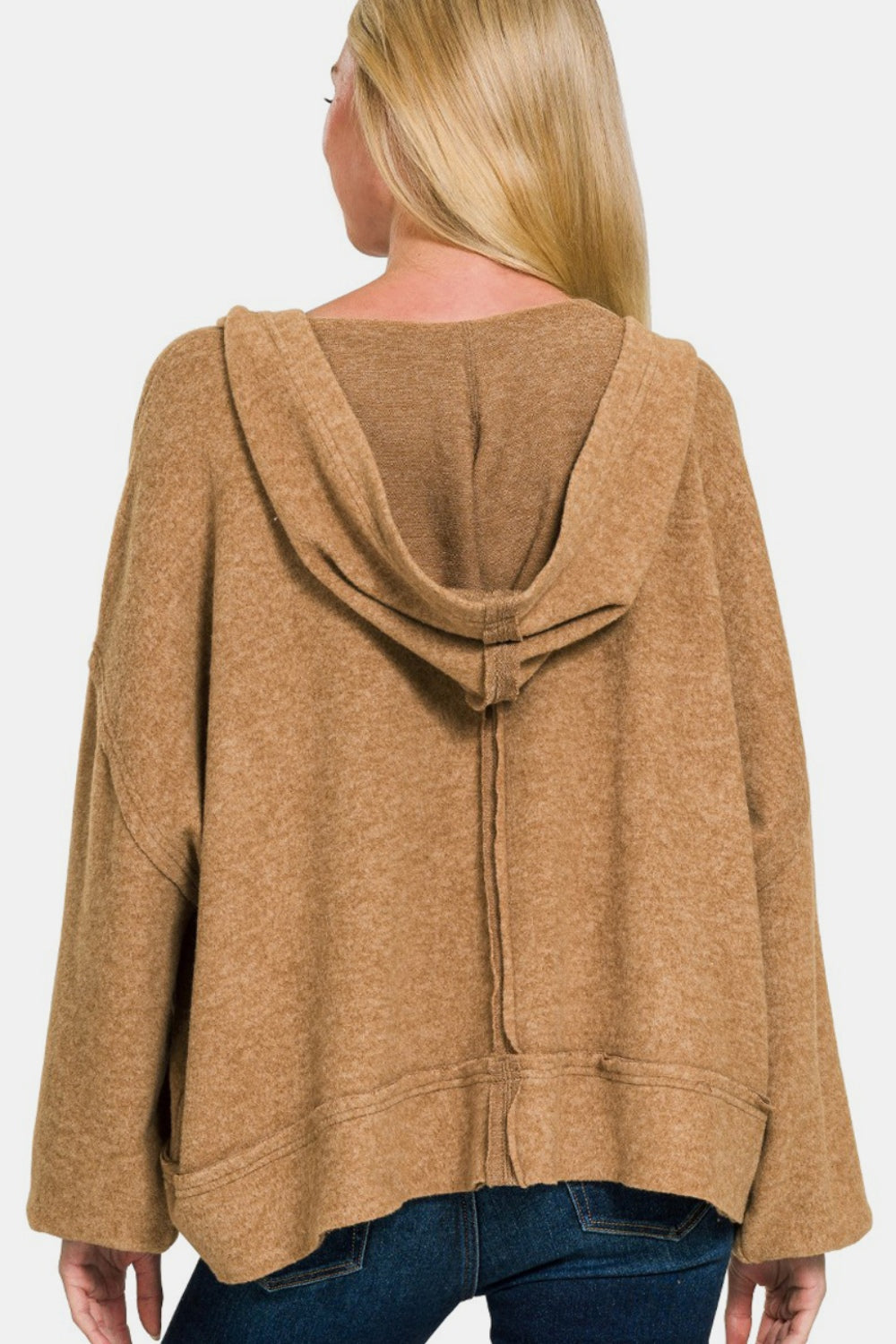 Elda® | Zenana brushed Hacci hoodie with exposed seams