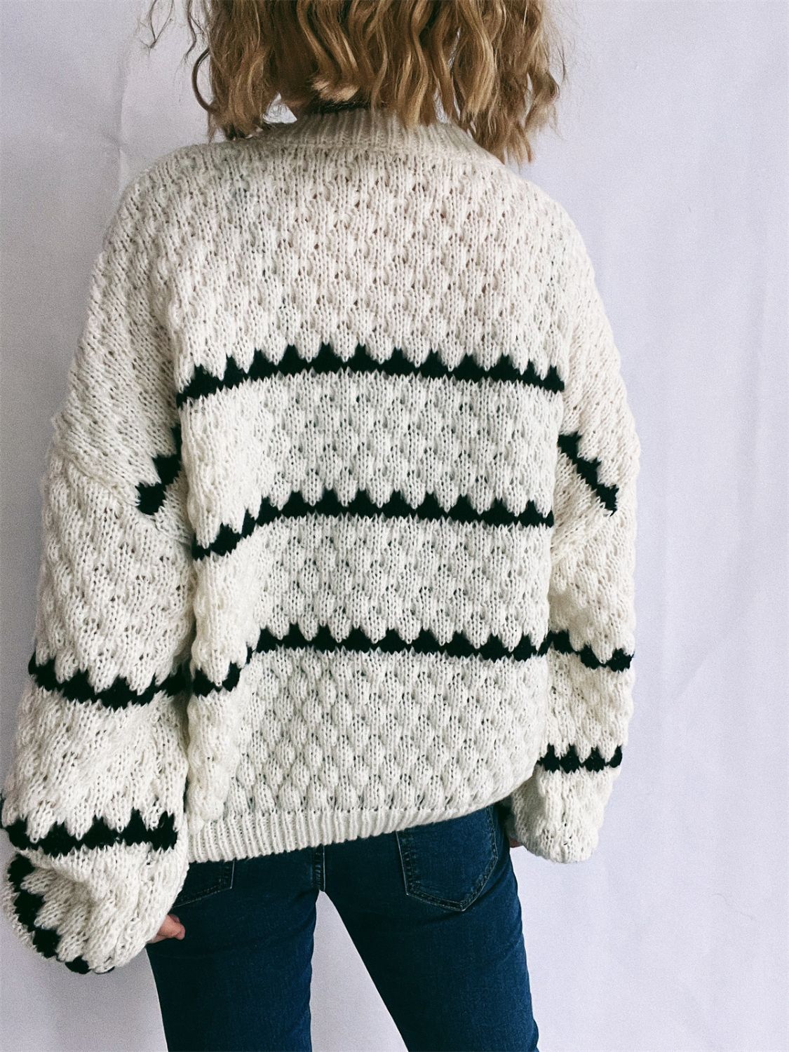 Bianca® | Long-sleeved sweater with contrasting stripes and a crew neck