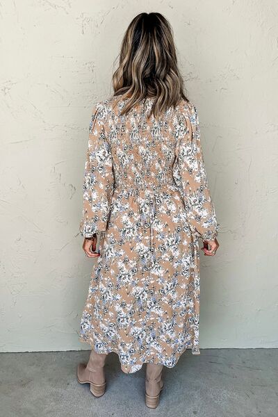 Elisa® | Printed long sleeve dress with V-neck