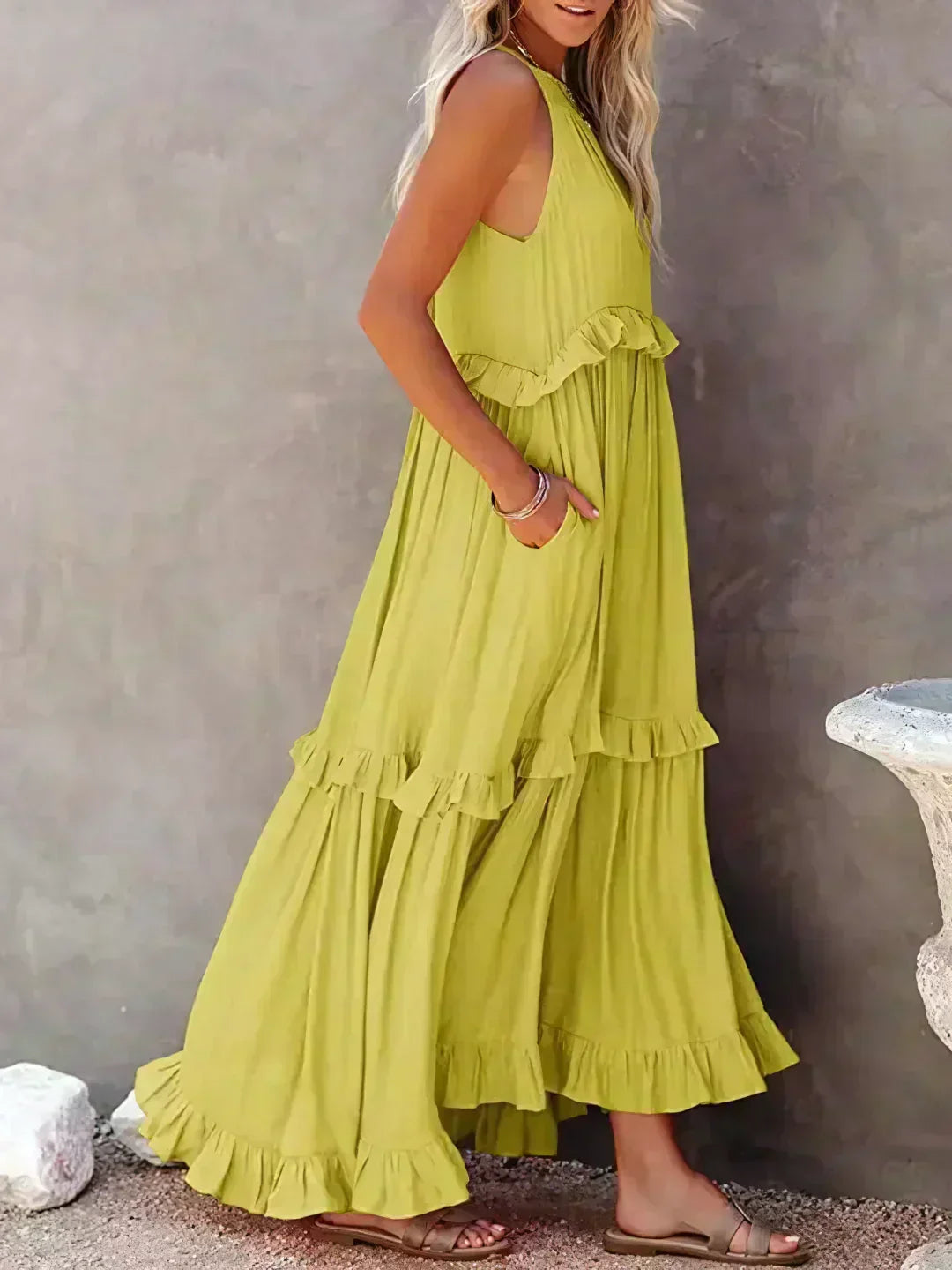 Molly | Elegant Sleeveless Ruffle Trim Dress for Women