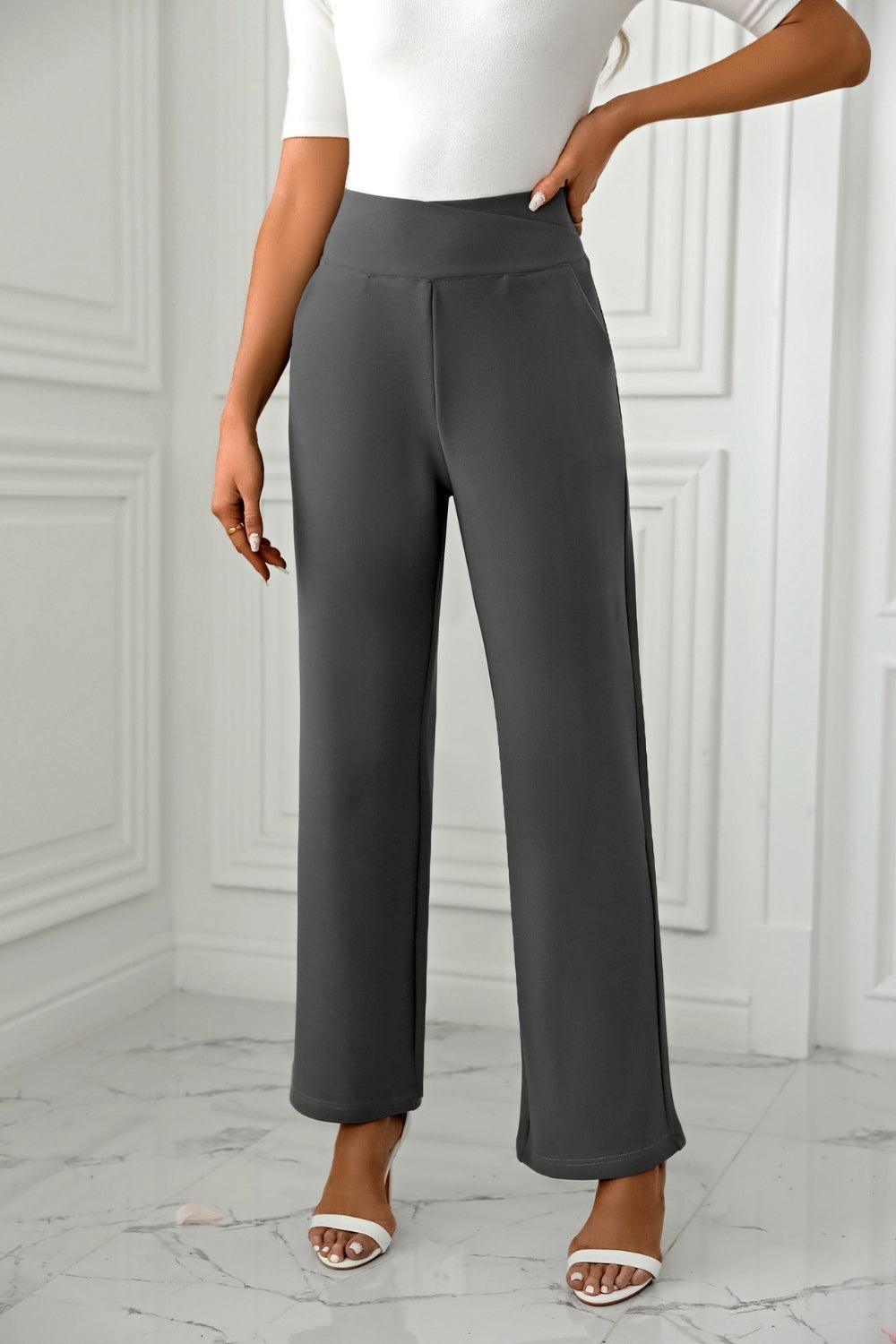 Ava® | Straight leg trousers with high waist