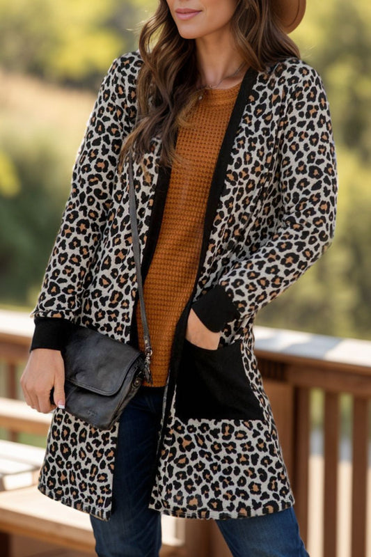 Anneliese® | Open front leopard print cover with pockets