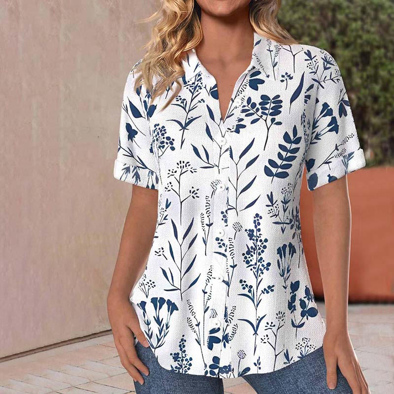Buchenau® | Casual Blouse With Leaf Print