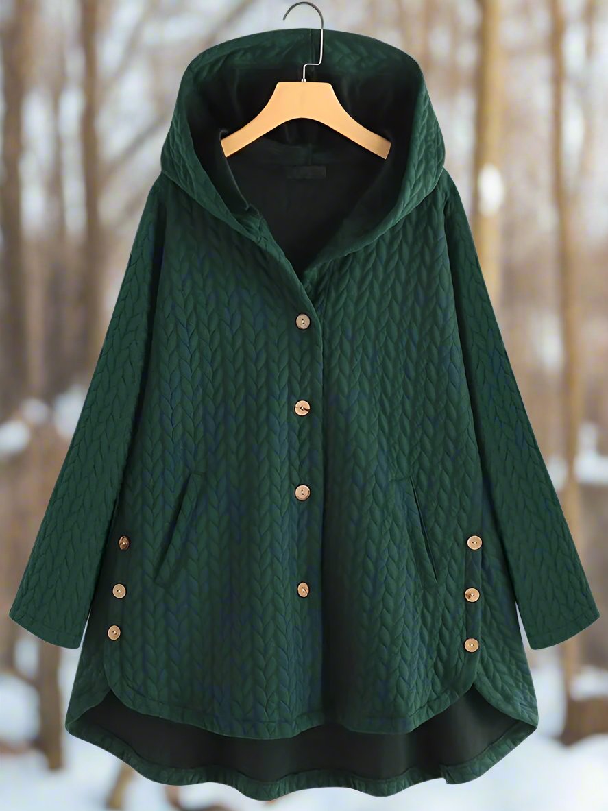 Women’s Padded Jacket – Oversized Fit – Quilted Texture – Hooded – Asymmetrical Hem