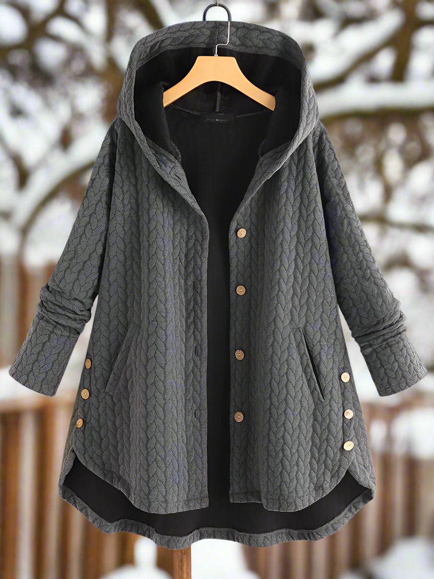 Women’s Padded Jacket – Oversized Fit – Quilted Texture – Hooded – Asymmetrical Hem