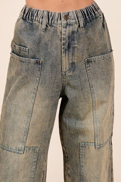 Ashley® | Washed wide-leg jeans with pockets