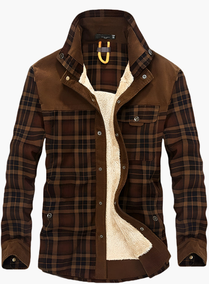 Men’s Shirt Jacket – Fleece Lined – Relaxed Fit – Snap Front – Plaid Outdoor Layer