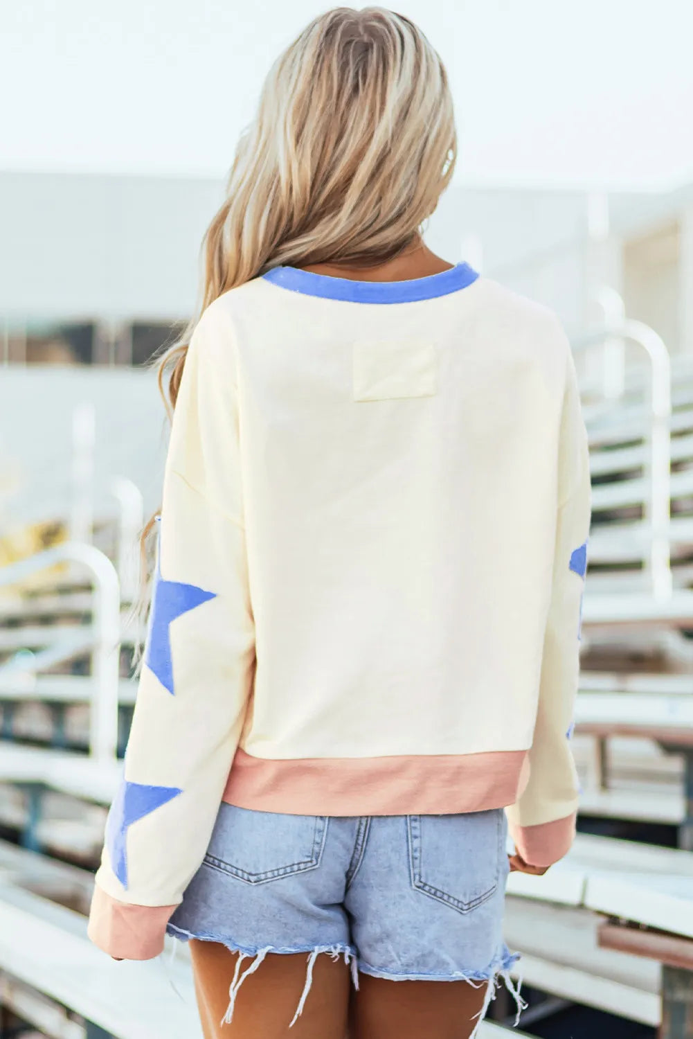 Annelies® | Long sleeve sweatshirt with star contrast crew neck