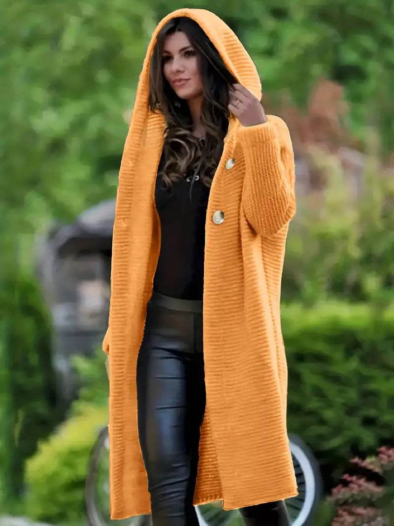 Cristina® | Long knitted cardigan with hood