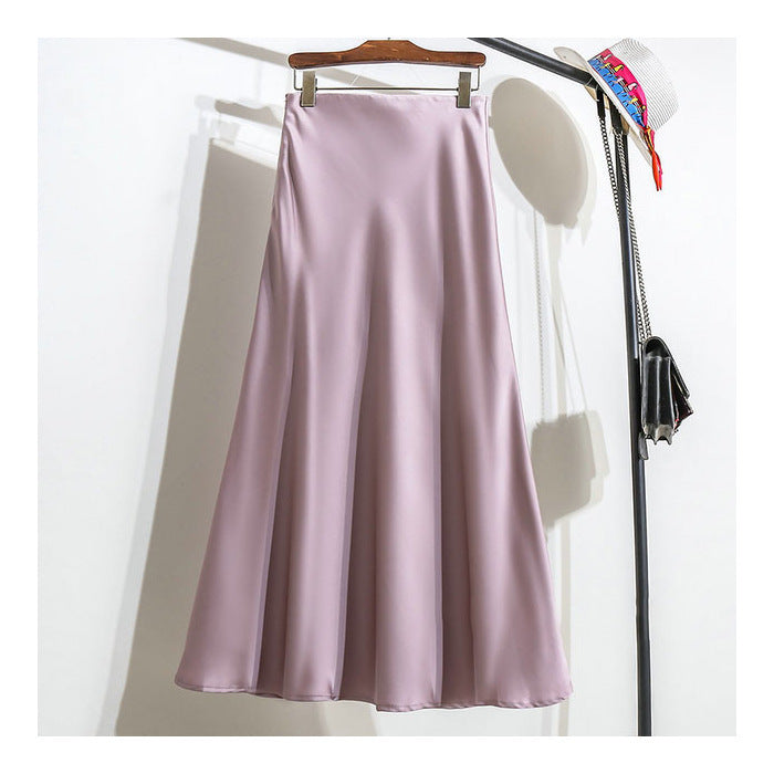 Coralie® | Trendy striped satin A-line skirt for women